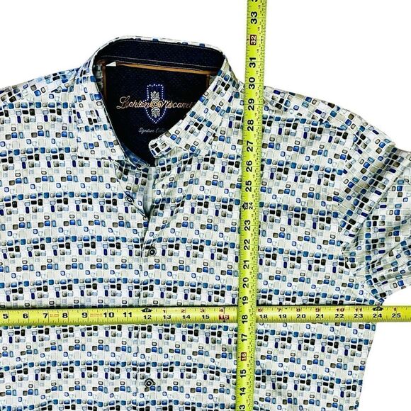 Luchiano Visconti Shirt Multicolor Geometric Button Up Long Sleeve Sz L - Picture 10 of 14